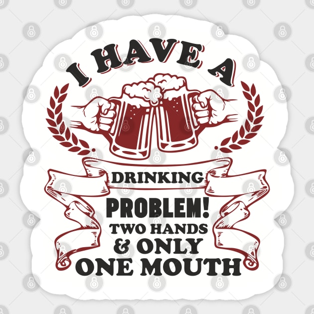 Drinking Problem Two Hands One Mouth Beer Joke Sticker by Anticorporati
